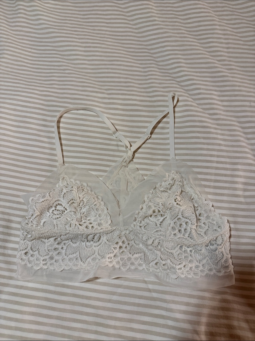 aerie Ivory Lace Bralette with Sheer Trim